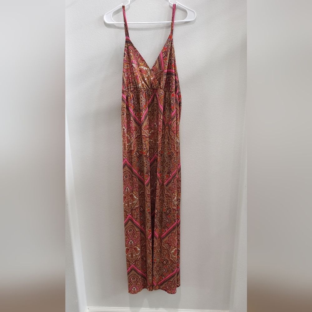 Brown and pink print maxi dress Rhapsody size 3X